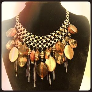 Gold bead dangle necklace